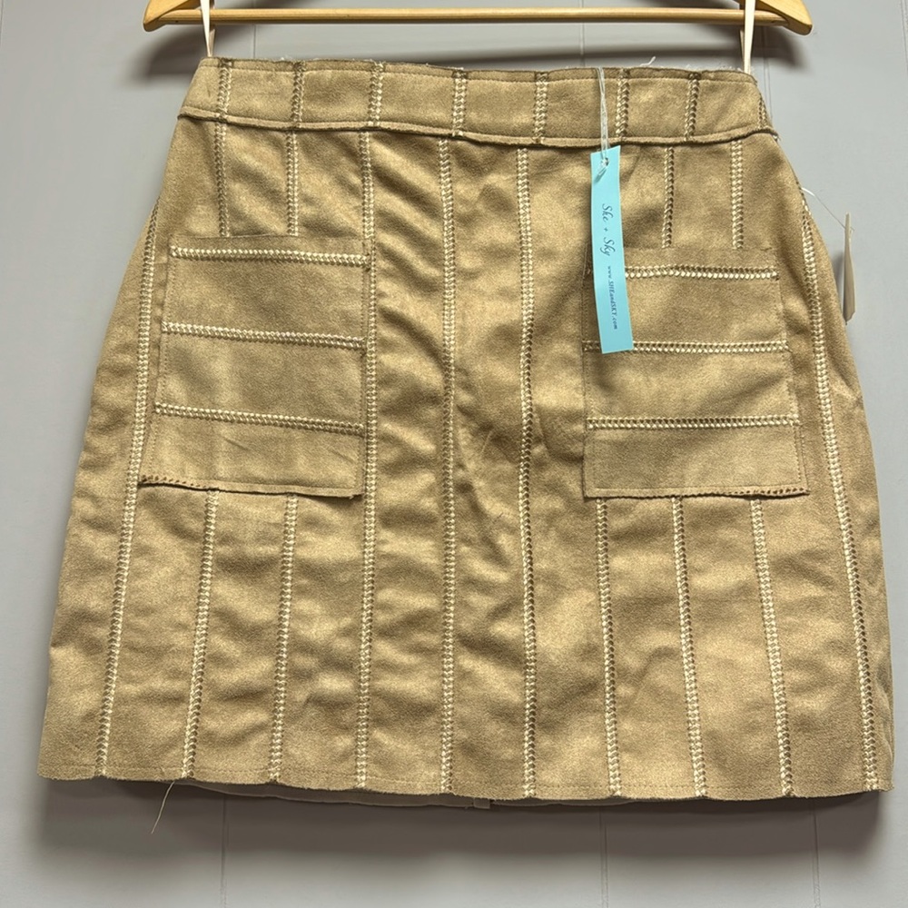 She + Sky Tan Mini Skirt Chic Style